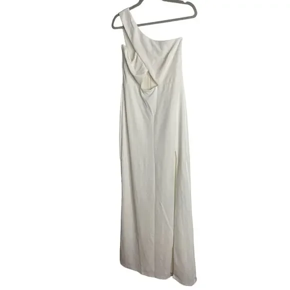 Nookie Bliss Cut Out Gown Maxi Dress One Shoulder Cut-Out Front High Slit Large